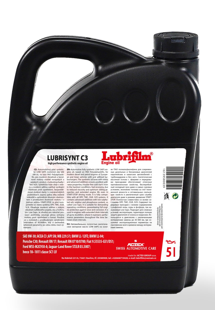 Этикетка масла - Lubrisynt C3 0W-30