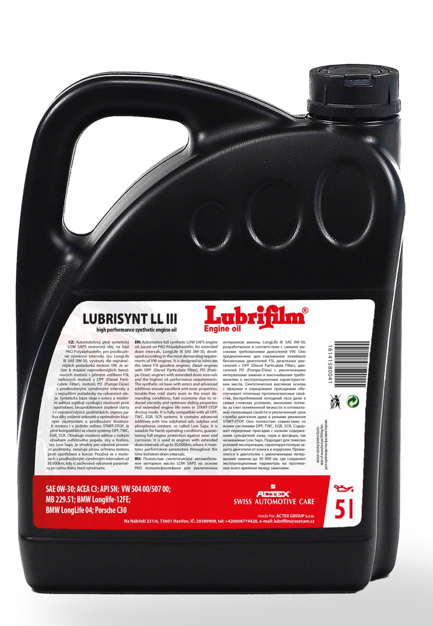 Этикетка масла - Lubrisynt LL III 0W-30